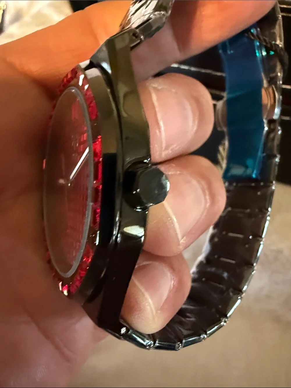 AJ Collection V.I.P. Collection Men's 43 amp Red Dial Stainless Watch